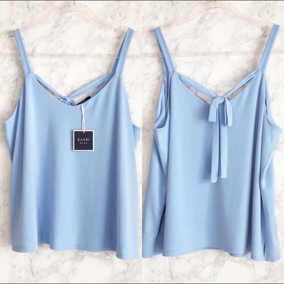 NWT. Kaari Blue baby blue tank with bow back. Size 0x. - Picture 2 of 4